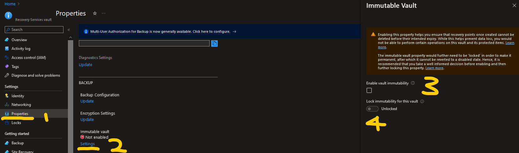 Enable Vault Immutability